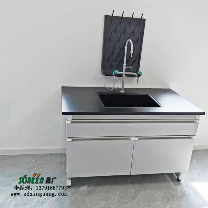 實驗室鋼木實驗臺耐酸堿pp水槽化驗臺三聯化驗水嘴水盆